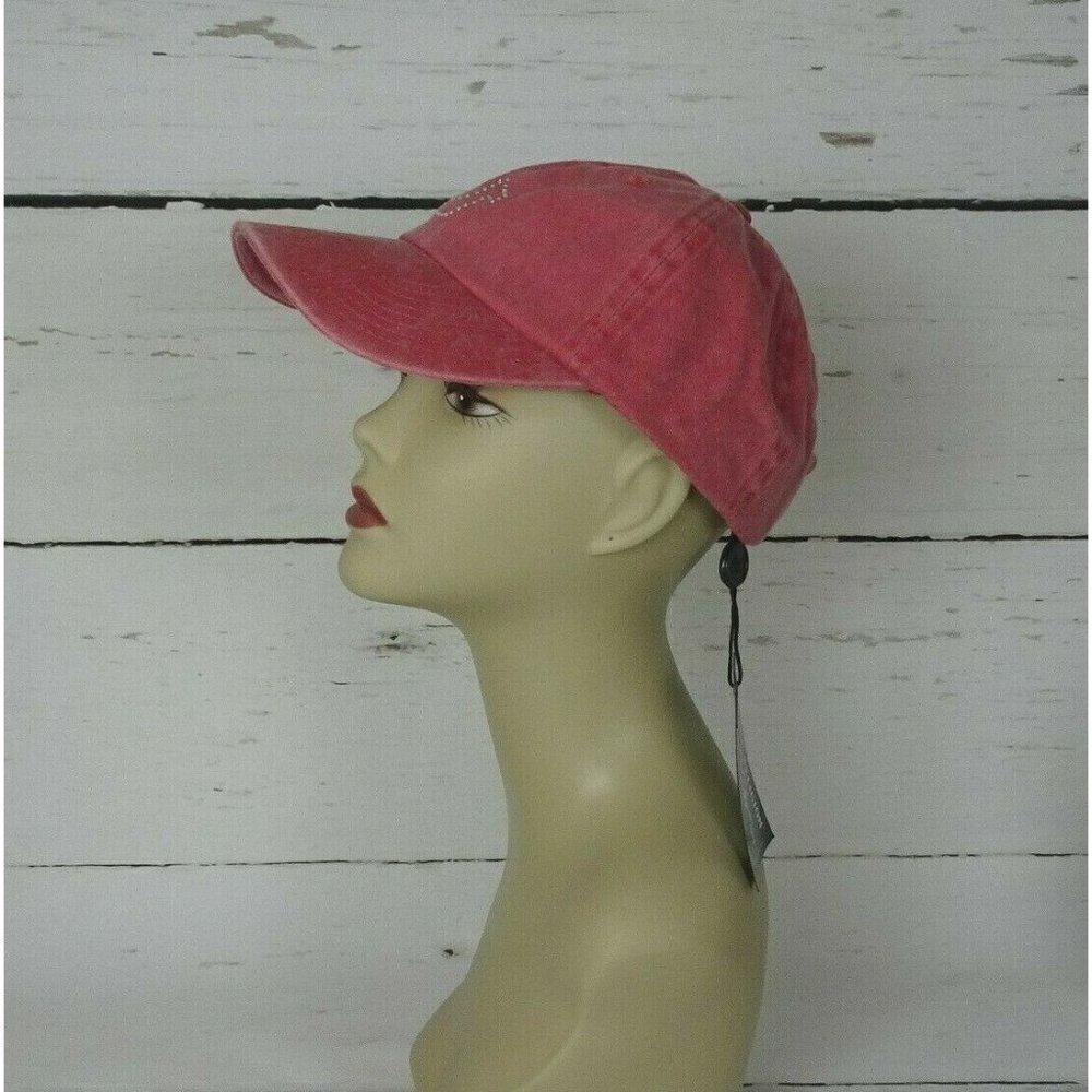 New True Religion Red Baseball Cap Hat Crystal Horseshoe Logo Bling Minimalist - Picture 2 of 12